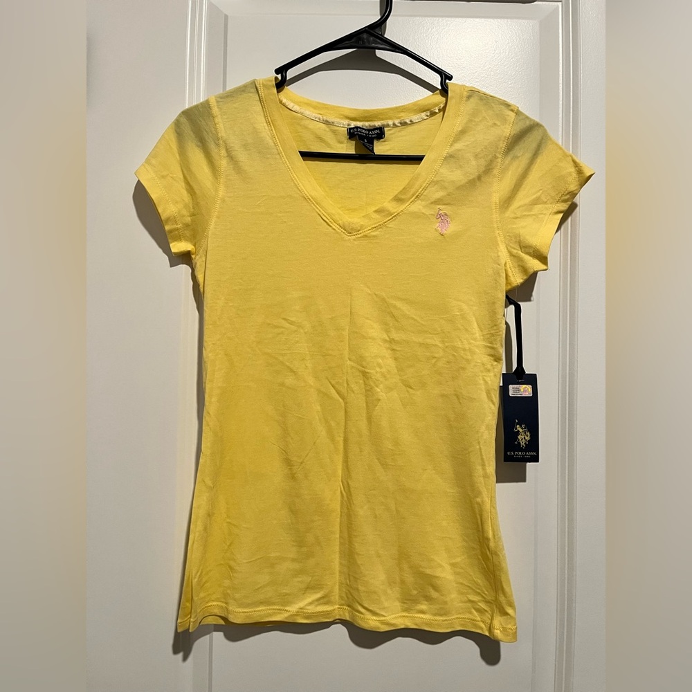 U.S. Polo Assn. Women's Yellow V-Neck Tee